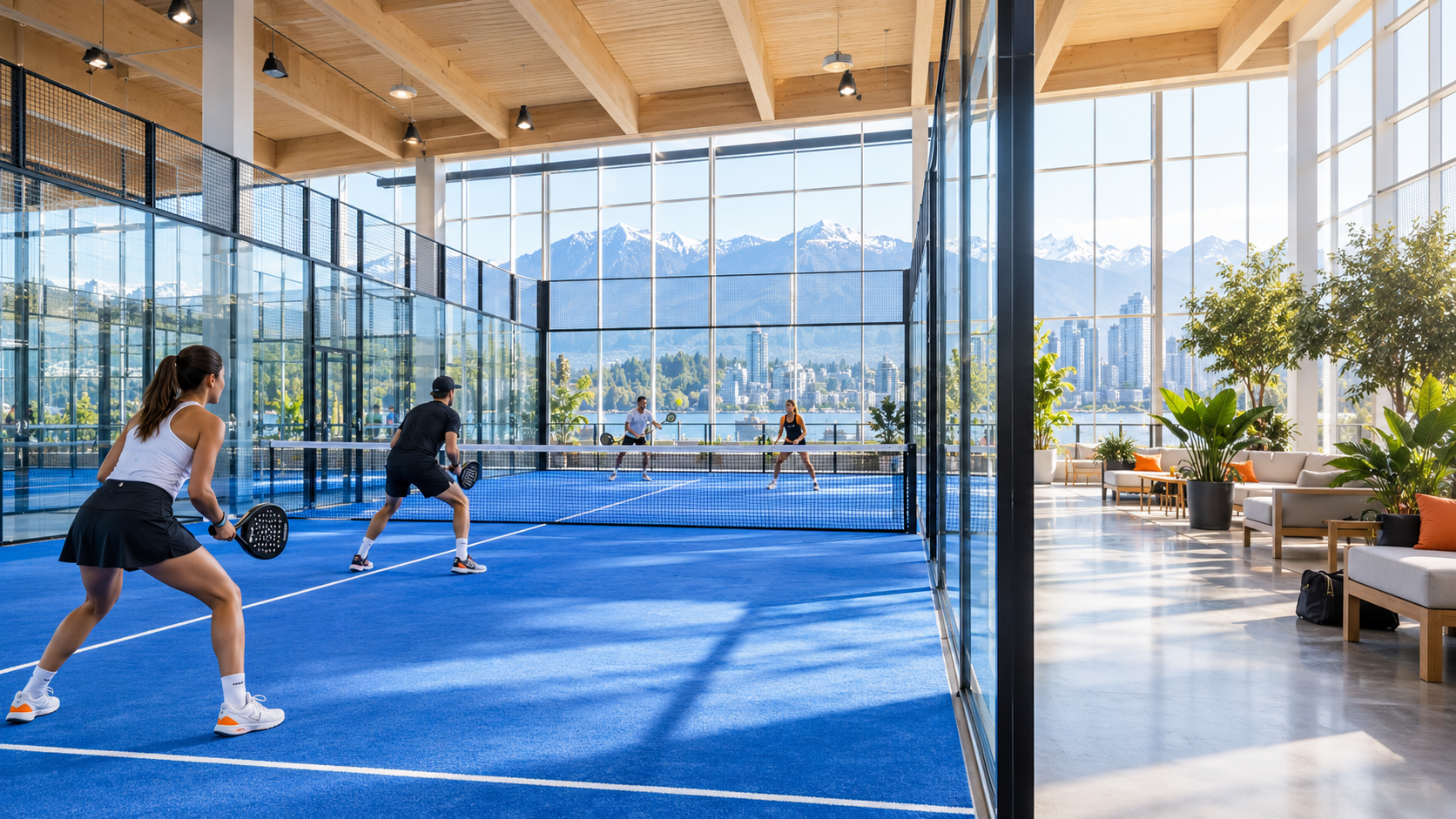 Bright indoor courts at Tonybet Padel in Vancouver